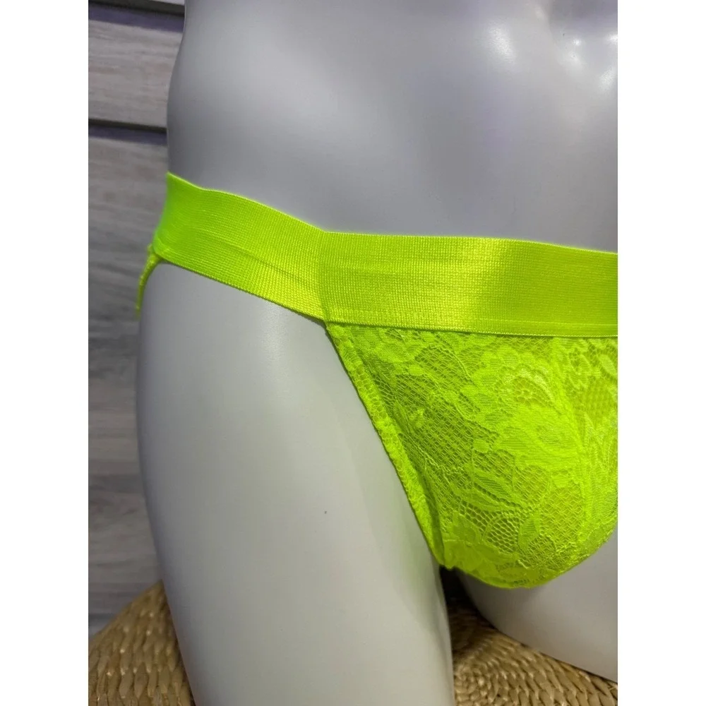 Cosabella Never Say Never Neon Yellow Lace Sports Brief Men's size  S‎ NWT